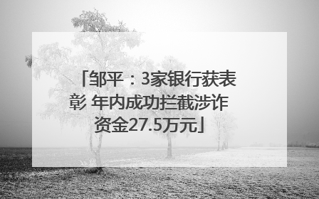 邹平：3家银行获表彰 年内成功拦截涉诈资金27.5万元